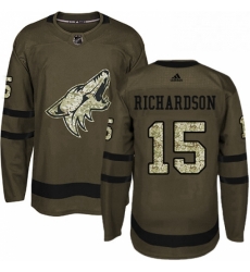 Youth Adidas Arizona Coyotes 15 Brad Richardson Premier Green Salute to Service NHL Jersey 