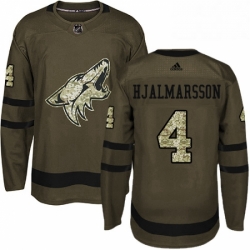 Youth Adidas Arizona Coyotes 4 Niklas Hjalmarsson Premier Green Salute to Service NHL Jersey 