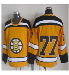 Boston Bruins #77 Ray Bourque Yellow CCM Throwback Stitched NHL Jersey