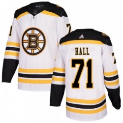 Men Boston Bruins 71 Taylor Hall Adidas Authentic Away White Jersey