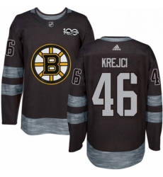 Mens Adidas Boston Bruins 46 David Krejci Premier Black 1917 2017 100th Anniversary NHL Jersey 