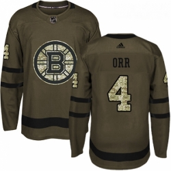 Youth Adidas Boston Bruins 4 Bobby Orr Authentic Green Salute to Service NHL Jersey 