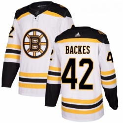 Youth Adidas Boston Bruins 42 David Backes Authentic White Away NHL Jersey 