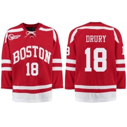 Boston University Terriers BU 18 Chris Drury Red Stitched Hockey Jersey