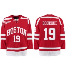 Boston University Terriers BU 19 Chris Bourque Red Stitched Hockey Jersey