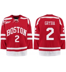 Boston University Terriers BU 2 Eric Gryba Red Stitched Hockey Jersey