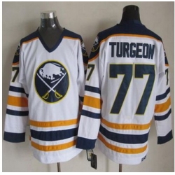 Buffalo Sabres #77 Pierre Turgeon White CCM Throwback Stitched NHL Jersey