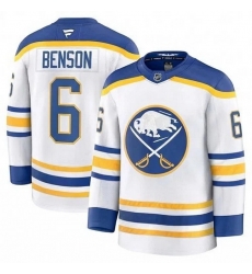 Men Buffalo Sabres 6 Zach Benson White Stitched Hockey Jersey Men Buffalo Sabres 6 Zach Benson White Stitched Hockey Jersey
