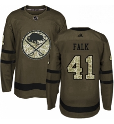 Mens Adidas Buffalo Sabres 41 Justin Falk Premier Green Salute to Service NHL Jersey 