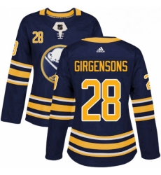 Womens Adidas Buffalo Sabres 28 Zemgus Girgensons Premier Navy Blue Home NHL Jersey 