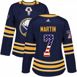 Womens Adidas Buffalo Sabres 7 Rick Martin Authentic Navy Blue USA Flag Fashion NHL Jersey 