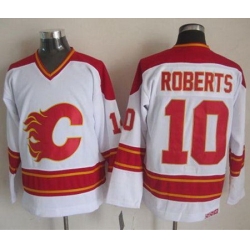 Calgary Flames #10 Gary Roberts White CCM Throwback Stitched NHL Jersey