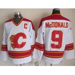 Calgary Flames #9 Lanny McDonald White CCM Throwback Stitched NHL Jersey