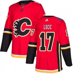 Men Calgary Flames 17 Milan Lucic Red Adidas Jersey