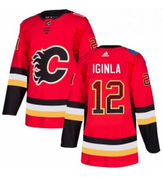 Mens Adidas Calgary Flames 12 Jarome Iginla Authentic Red Drift Fashion NHL Jersey 