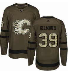 Mens Adidas Calgary Flames 39 Doug Gilmour Authentic Green Salute to Service NHL Jersey 