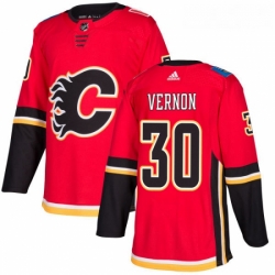 Youth Adidas Calgary Flames 30 Mike Vernon Premier Red Home NHL Jersey 