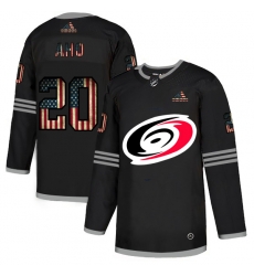 Men Carolina Hurricanes 20 Sebastian Aho Black USA Flag Fashion Adidas Jersey