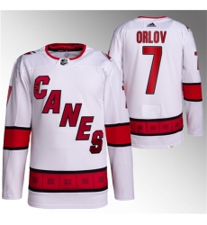 Men Carolina Hurricanes 7 Dmitry Orlov White Stitched Jersey