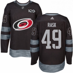 Mens Adidas Carolina Hurricanes 49 Victor Rask Premier Black 1917 2017 100th Anniversary NHL Jersey 