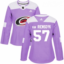 Womens Adidas Carolina Hurricanes 57 Trevor Van Riemsdyk Authentic Purple Fights Cancer Practice NHL Jersey 