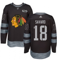 Blackhawks #18 Denis Savard Black 1917 2017 100th Anniversary Stitched NHL Jersey