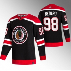 Men Chicago Blackhawks 98 Connor Bedard Black Stitched Hockey Jersey