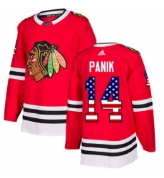 Mens Adidas Chicago Blackhawks 14 Richard Panik Authentic Red USA Flag Fashion NHL Jersey 