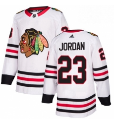 Mens Adidas Chicago Blackhawks 23 Michael Jordan Authentic White Away NHL Jersey 