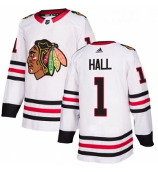 Womens Adidas Chicago Blackhawks 1 Glenn Hall Authentic White Away NHL Jersey 