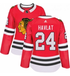 Womens Adidas Chicago Blackhawks 24 Martin Havlat Authentic Red Home NHL Jersey 