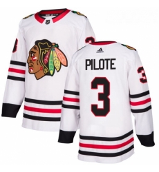 Womens Adidas Chicago Blackhawks 3 Pierre Pilote Authentic White Away NHL Jersey 