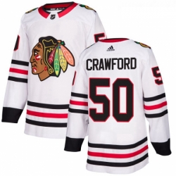 Womens Adidas Chicago Blackhawks 50 Corey Crawford Authentic White Away NHL Jersey 