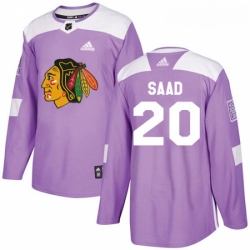 Youth Adidas Chicago Blackhawks 20 Brandon Saad Authentic Purple Fights Cancer Practice NHL Jersey 