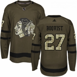 Youth Adidas Chicago Blackhawks 27 Adam Boqvist Authentic Green Salute to Service NHL Jersey 