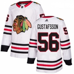 Youth Adidas Chicago Blackhawks 56 Erik Gustafsson Authentic White Away NHL Jersey 