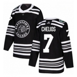 Youth Adidas Chicago Blackhawks 7 Chris Chelios Authentic Black 2019 Winter Classic NHL Jersey 