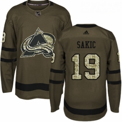 Youth Adidas Colorado Avalanche 19 Joe Sakic Premier Green Salute to Service NHL Jersey 