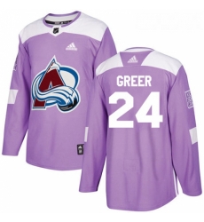 Youth Adidas Colorado Avalanche 24 AJ Greer Authentic Purple Fights Cancer Practice NHL Jersey 