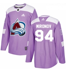 Youth Adidas Colorado Avalanche 94 Andrei Mironov Authentic Purple Fights Cancer Practice NHL Jersey 