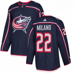 Mens Adidas Columbus Blue Jackets 22 Sonny Milano Authentic Navy Blue Home NHL Jersey 