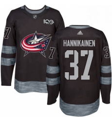 Mens Adidas Columbus Blue Jackets 37 Markus Hannikainen Premier Black 1917 2017 100th Anniversary NHL Jersey 