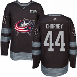 Mens Adidas Columbus Blue Jackets 44 Taylor Chorney Authentic Black 1917 2017 100th Anniversary NHL Jersey 