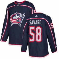 Mens Adidas Columbus Blue Jackets 58 David Savard Authentic Navy Blue Home NHL Jersey 