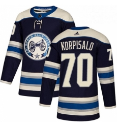 Mens Adidas Columbus Blue Jackets 70 Joonas Korpisalo Authentic Navy Blue Alternate NHL Jersey 