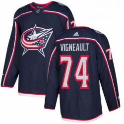 Mens Adidas Columbus Blue Jackets 74 Sam Vigneault Authentic Navy Blue Home NHL Jersey 