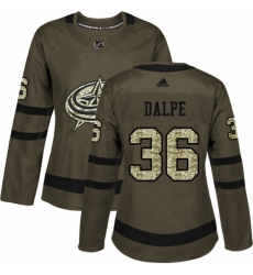 Womens Adidas Columbus Blue Jackets 36 Zac Dalpe Authentic Green Salute to Service NHL Jersey 