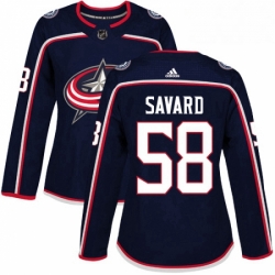 Womens Adidas Columbus Blue Jackets 58 David Savard Authentic Navy Blue Home NHL Jersey 