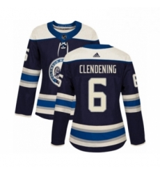 Womens Adidas Columbus Blue Jackets 6 Adam Clendening Premier Navy Blue Alternate NHL Jersey 