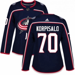 Womens Adidas Columbus Blue Jackets 70 Joonas Korpisalo Authentic Navy Blue Home NHL Jersey 